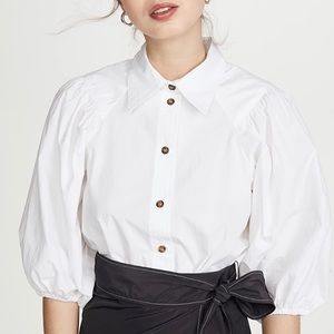 Ganni sz DK 32 cotton poplin shirt, bright white